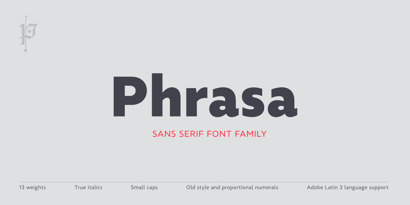 Ejemplo de fuente Phrasa Medium Italic